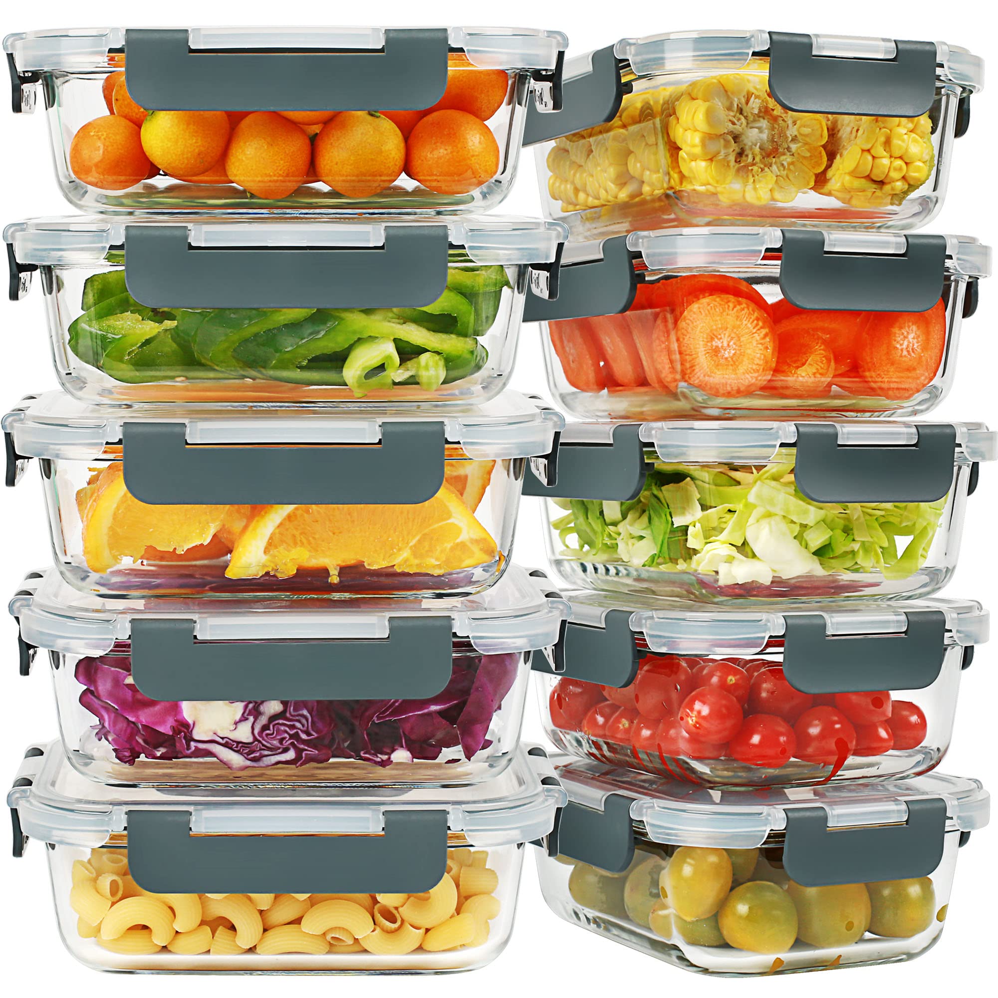 Amazon.com: 10 Pack Glass Meal Prep Containers Microwave Safe Meal