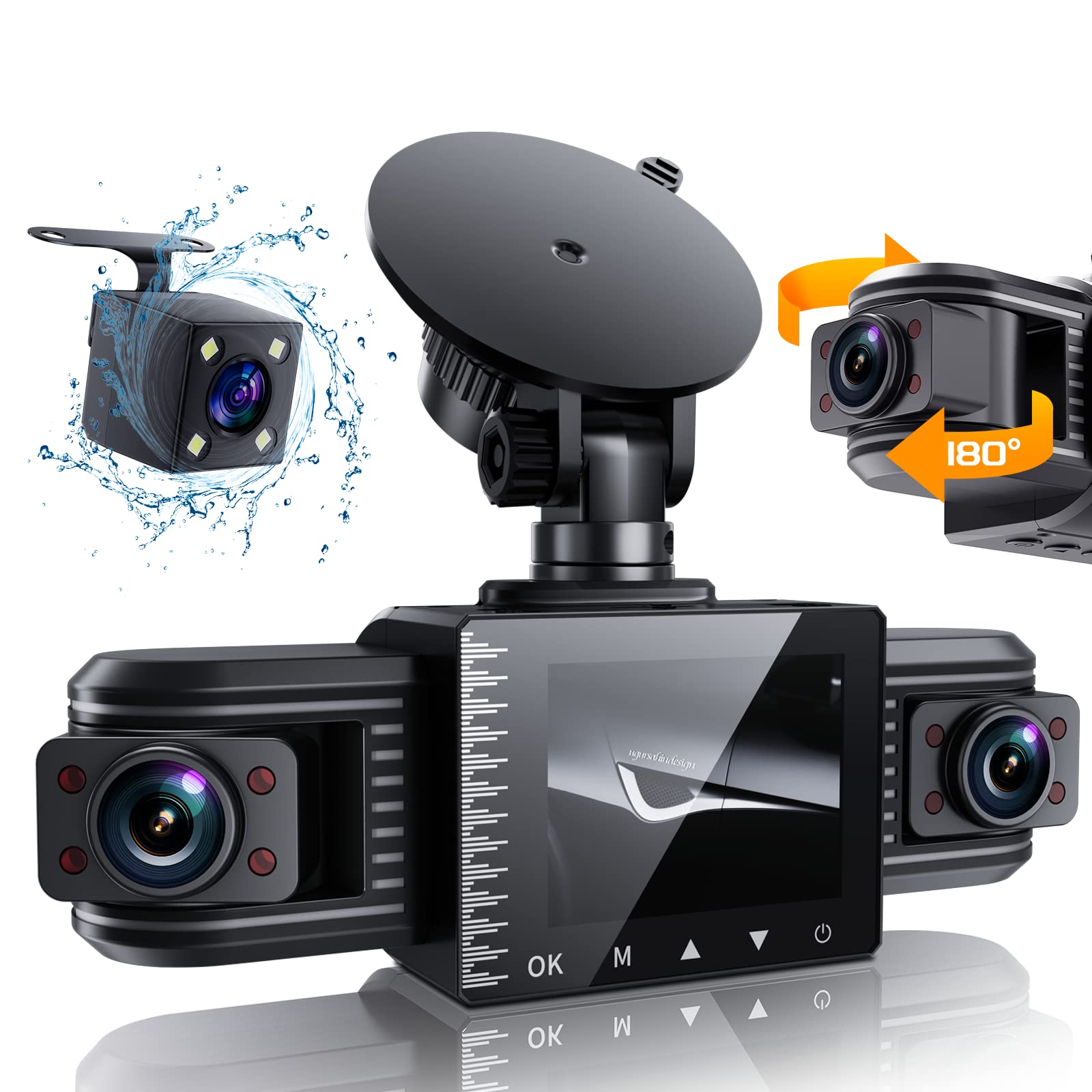 Amazon.com: iiwey T1-pro Dash Cam Front and Rear Inside 3 Channel