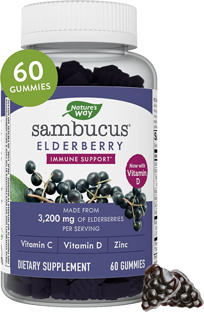 Amazon.com: Nature's Way Sambucus Elderberry Gummies, With Vitamin