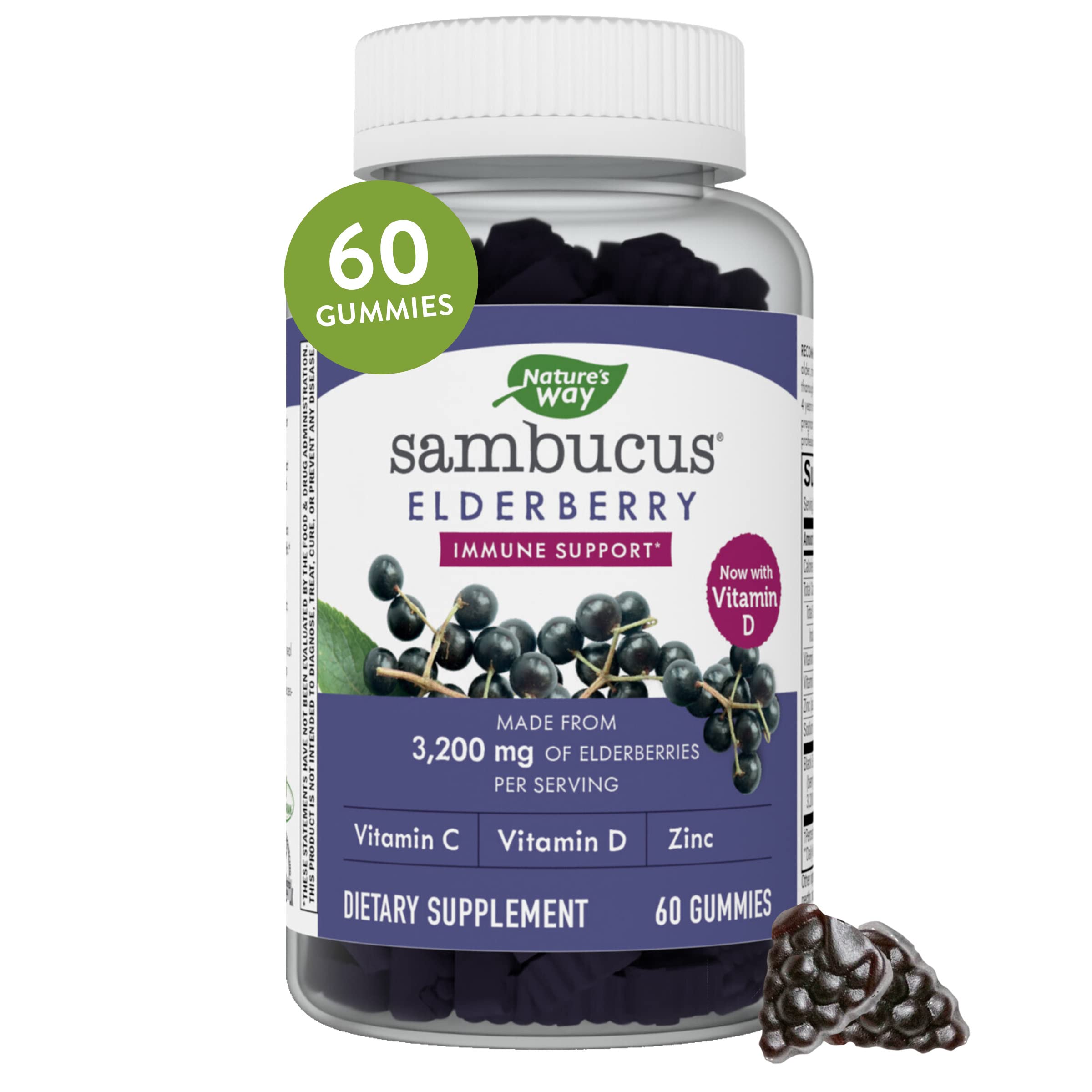 Amazon.com: Nature's Way Sambucus Elderberry Gummies, With Vitamin