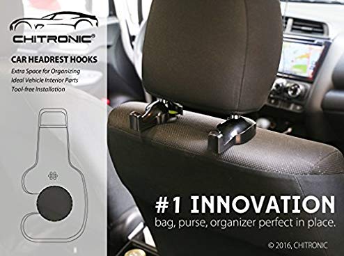 Chitronic Car Suv Seat Back Headrest Hanger Hooks - Set Of