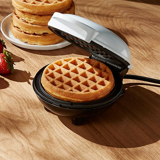 Dash White Mini Waffle Maker + Reviews | Crate and Barrel
