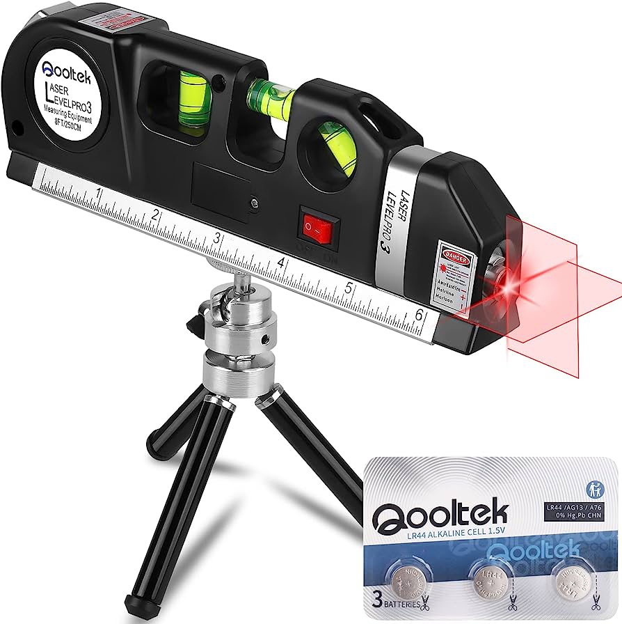 Laser Level, Qooltek Multipurpose Cross Line Laser 8 feet Measure