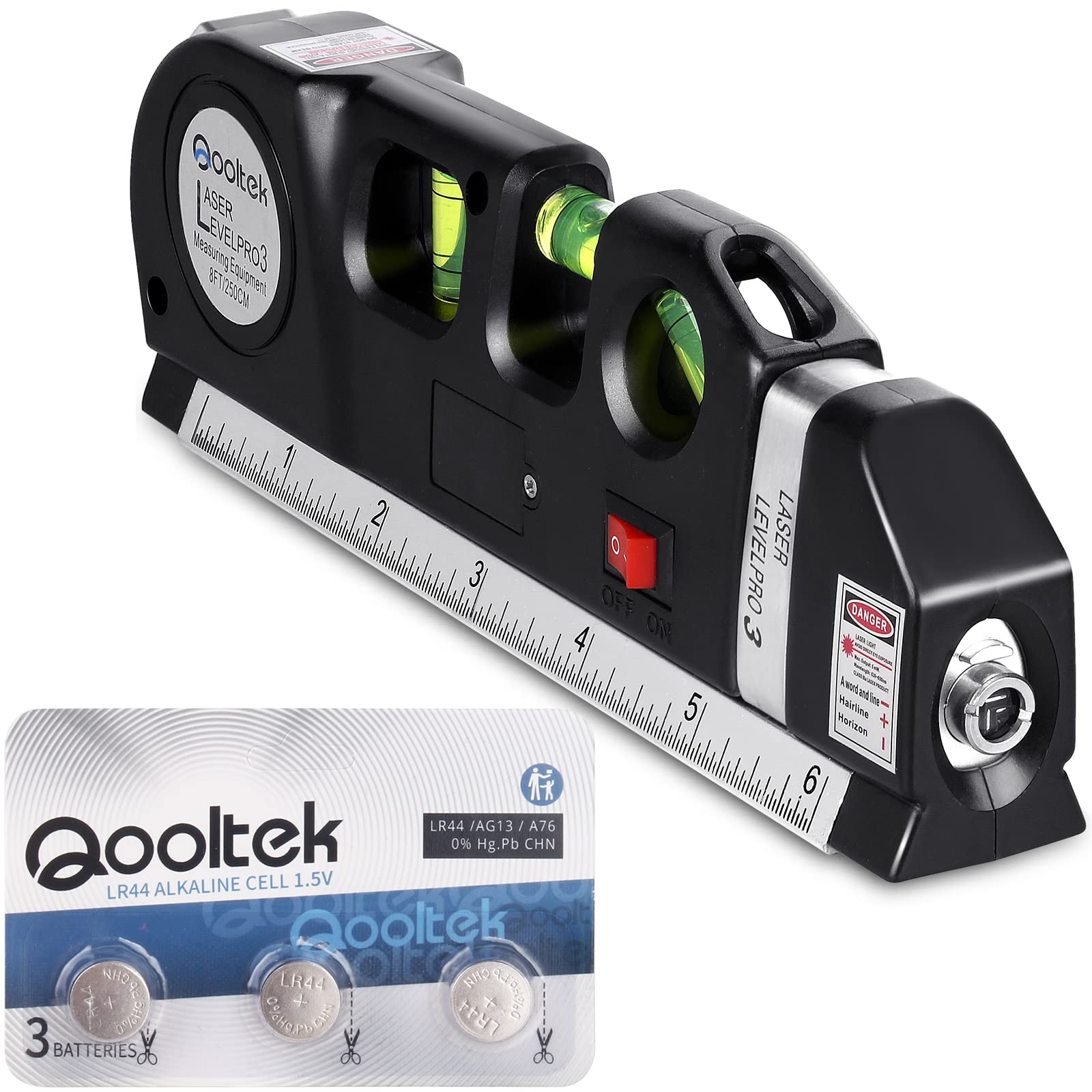 Laser Level, Qooltek Multipurpose Cross Line Laser 8 feet Measure