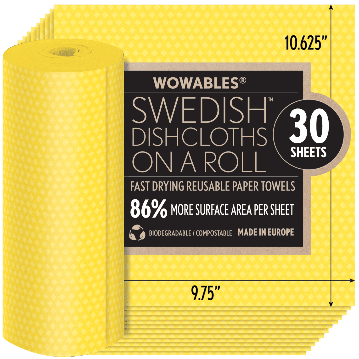 LOLA Wowables Swedish Dish Cloths, Reusable & Biodegradable 30