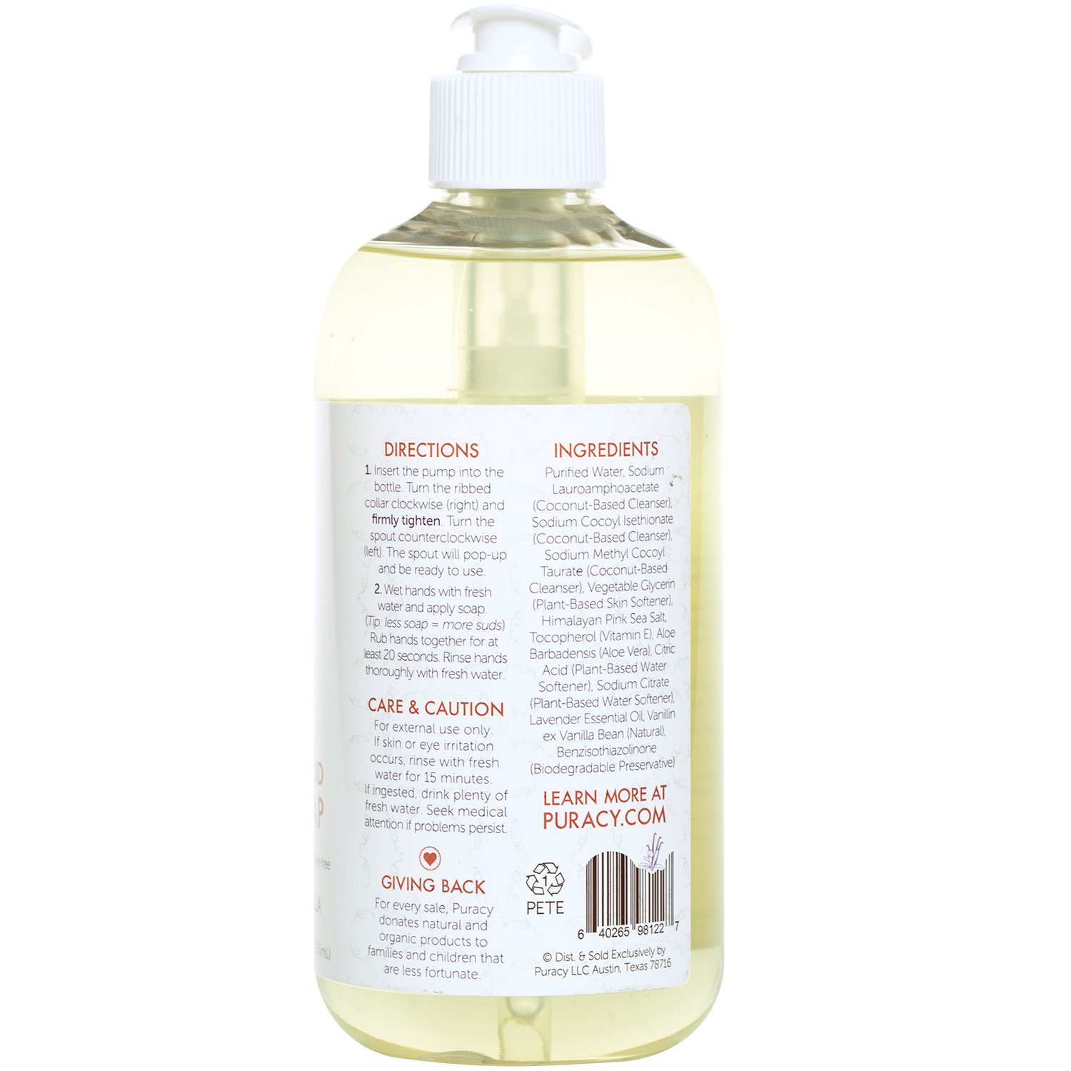 Puracy Natural Liquid Hand Soap - Sulfate-Free
