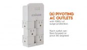 ECHOGEAR On-Wall Surge Protector with 6 Pivoting AC Outlets