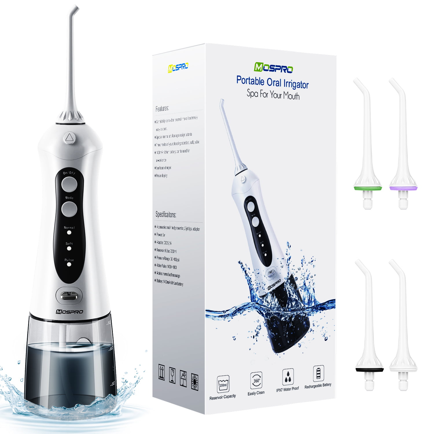 Water Flosser Professional Cordless Dental Oral Irrigator - 300ML