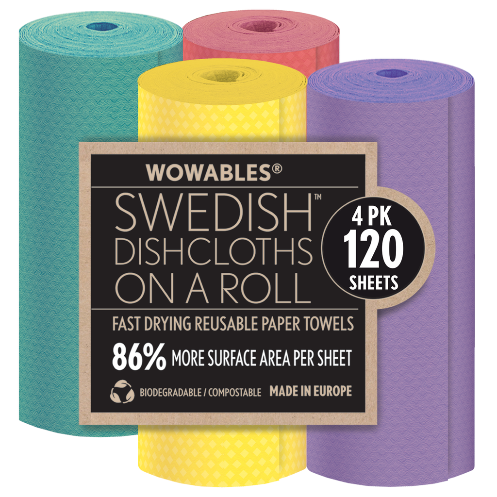 Wowables "Swedish Dish Cloths" on a Roll, Reusable & Biodegradable